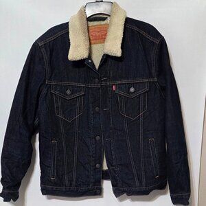 LEVI'S MEN'S JUNIPER SHERPA LINED TRUCKER DENIM JACKET SIZE Large